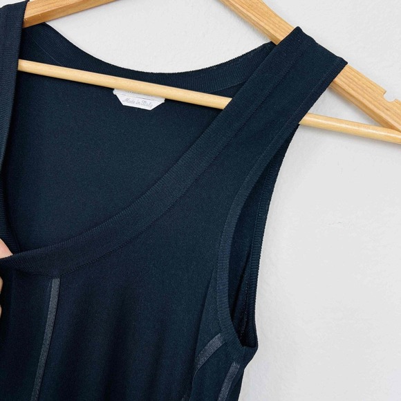Max Mara Size Medium Maxi Dress Black Knit Sleeveless Scoop Neck Piping Detail - Picture 10 of 10